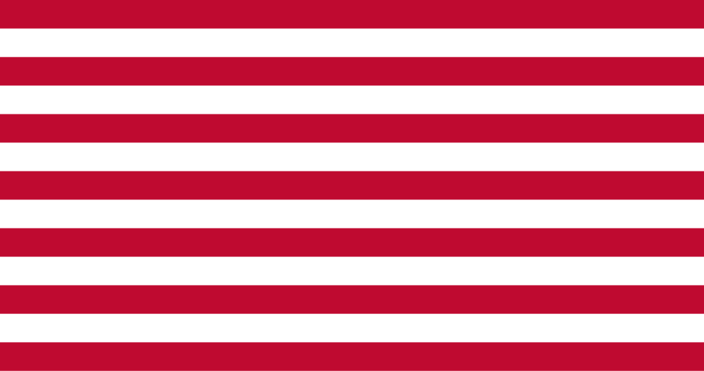 Naval jack of the United States (1776–1777)
A field of seven red and six white stripes.